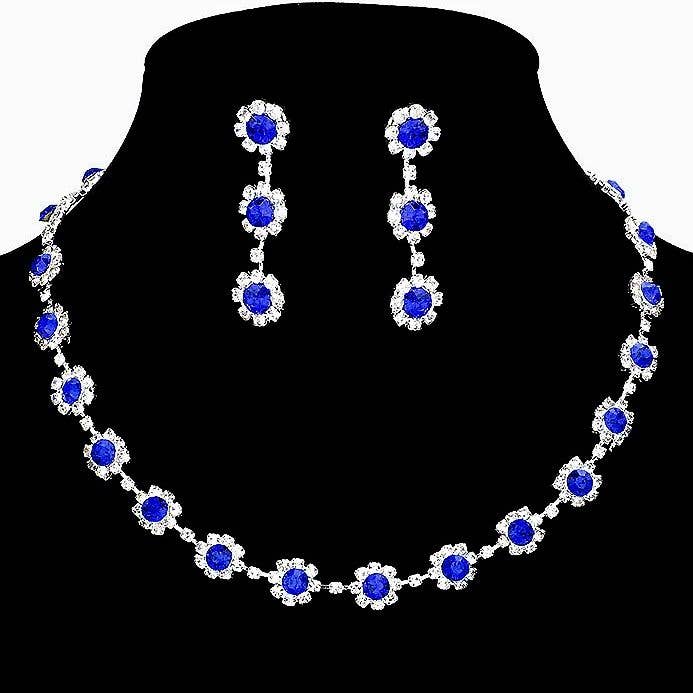 Diacly - Daisy Flower Rhinestone Strand Necklace Set