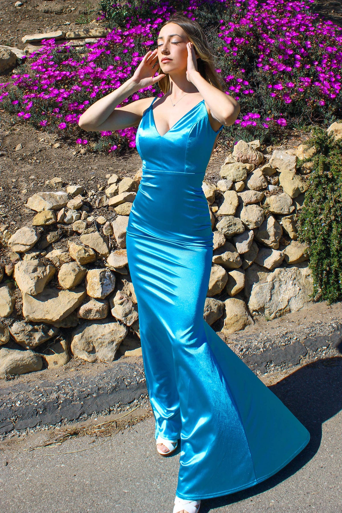Ladivine by Cinderella Divine - NEON FITTED SATIN DRESS