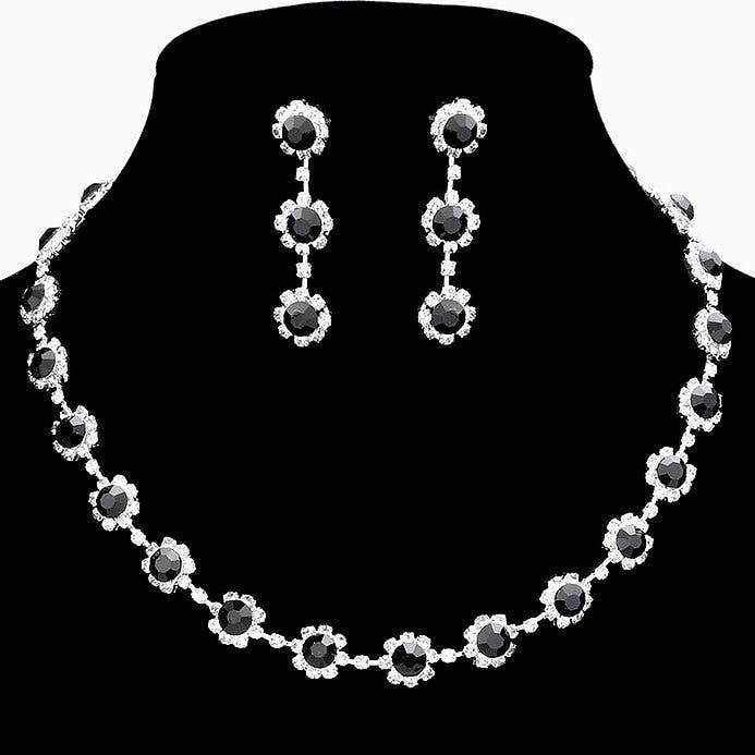 Diacly - Daisy Flower Rhinestone Strand Necklace Set