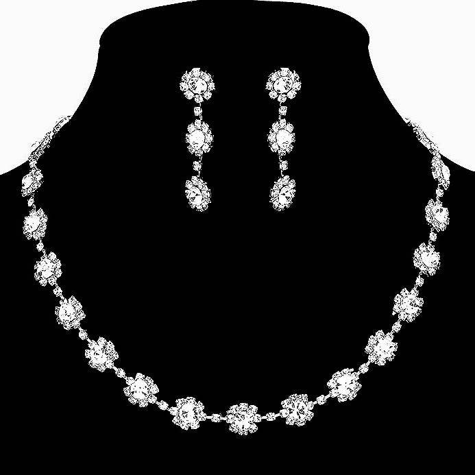 Diacly - Daisy Flower Rhinestone Strand Necklace Set