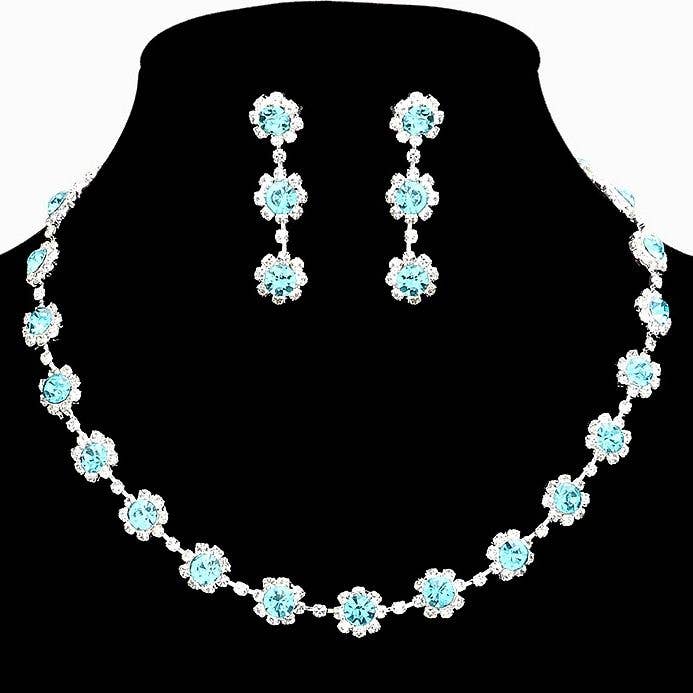 Diacly - Daisy Flower Rhinestone Strand Necklace Set