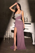 LaDivine CDS562 Draped Formal Gown with Embellished Bodice