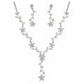 Diacly - Cubic Zirconia CZ Floral Vine Necklace and Earring Set Bridal Bridesmaid Prom Jewelry