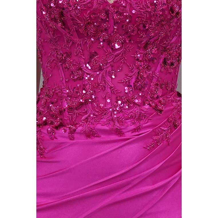Nox Anabel E7052 Strapless Beaded Lace Satin Mini Dress
